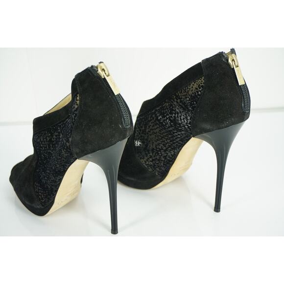 Jimmy Choo Vivid Black Lace Suede Platform Peep Booties Size 40.5 10.5 New $890 - Picture 5 of 10